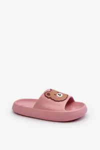 Children's light slippers with teddy bear, pink, Lindeheta