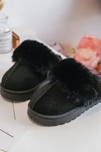Children's slippers with fur, Black Birasta #8356977