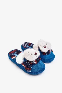 Children's slippers with thick soles with teddy bear, blue, Dasca #8784407
