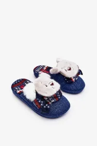 Children's slippers with thick soles with teddy bear, dark blue Dasca #9016226