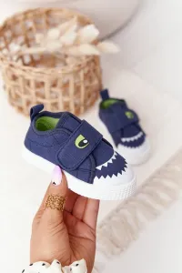 Children's Velcro sneakers with shark dark blue