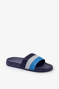 Classic men's slippers with straps, navy blue Sylri