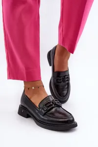 Elegant women's leather loafers Black Triana