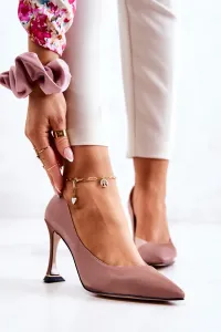 Fashionable leather shoes on stiletto pink Tamira #4846159
