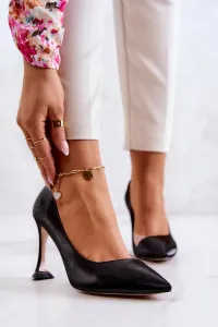 Fashionable leather shoes on stilettos Black Tamira #4849362