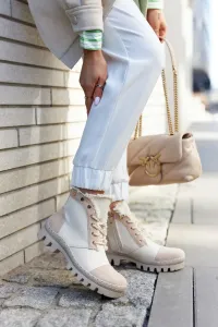 Fashionable women's boots Beige Claira #5034512