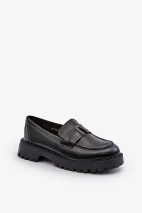 Girls' shoes, moccasins with embellishments, black Elvilda