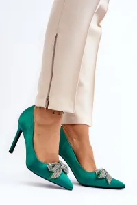 Green Fairine High Heels with Bow