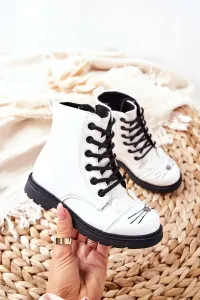 Insulated high boots with zipper white mousia