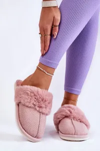 Lady's insulated slippers with fur Light pink Franco #5185773