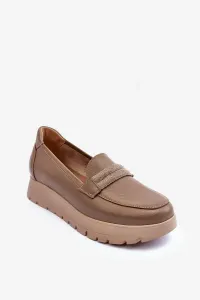 Leather platform shoes with embellishment, beige Lemar Lehira #8354456