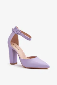 Leather pumps with high heels, purple Salira