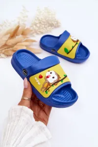 Light children's slides Sandals with animal motif Blue-yellow Rico