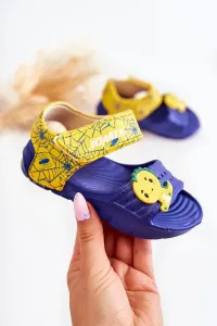 Lightweight foam sandals for children with Velcro navy blue Asti #7392526