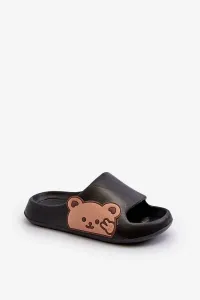 Lightweight foam slippers with teddy bear, Black Relif #9506638