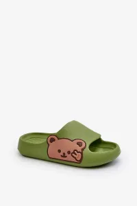 Lightweight foam slippers with teddy bear, Green Relif #9482582