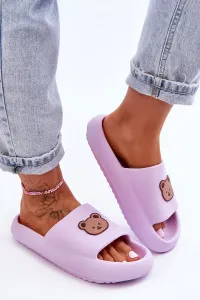 Lightweight lady's foam slippers with teddy bear purple Lia