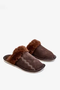 Men's warm slippers with fur Aron brown #6080816