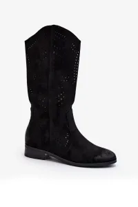 Mid-calf openwork boots black Kleorelia #9482229