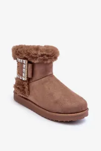 Insulated snow boots with buckle, dark beige Dulca