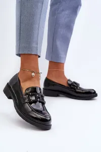 Patent leather women's loafers with S.Barski decoration