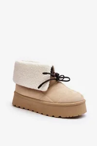 Platform snow boots with sheepskin, light beige Olimuka