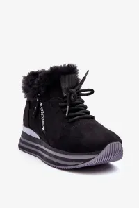 Platform sports shoes with crispy fur black jamie #7928257