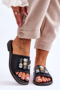 Women's sandals with rhinestones S.Barski Black #7369103