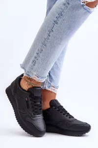 Sport shoes leather lace-up platform Black Merida #7360944