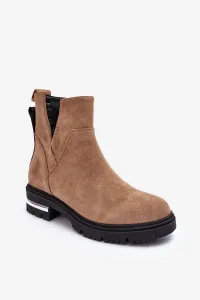 Suede flat boots, beige Lamedella #8118890