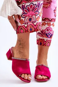 High heeled suede slippers S.Barski Fuchsia #7393993
