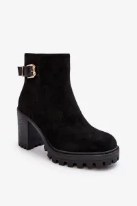 Suede women's ankle boots with black Menorium décor #8025770