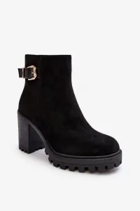 Suede women's ankle boots with black Menorium décor
