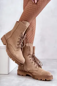 Suede zippered boots Nicole 2754 Beige