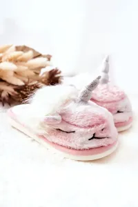 Unicorn Warm-up Slippers White and Pink Ronee #5311733
