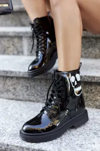Women Shoes Trappers with Skull GOE II2N4047 Black #4753667