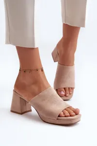 Women's beige Bralya high heeled slippers