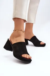 Women's black Bralya high-heeled slippers