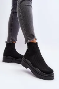 Women's black Elipara slip-on sock shoes with a massive sole #9509369