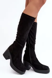 Women's Chunky High Heel Boots D&A Black #8456867