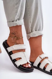 Women's fabric sandals with white Lamirose trim