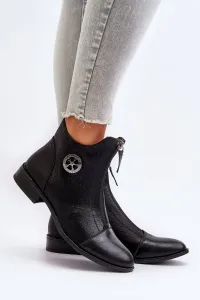 Women's flat boots with zipper black Loratie