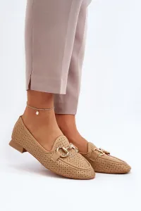 Women's flat-heeled loafers with Camel Iluvana embellishment