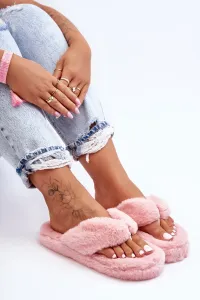 Women's fur slippers Papcie pink Elma #8477059