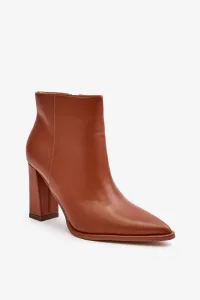 Women's High Heeled Leather Ankle Boots Brown Saitana
