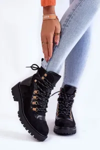 Women's insulated boots for lacing black Jesse #5183847