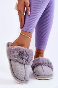 Women's insulated slippers with fur Grey Franco #6054918