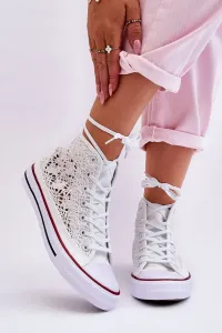Women's Lace High Sneakers White Cornella