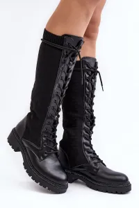 Women's lace-up boots with elastic upper black Virxinia #8556392
