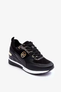 Women's lace-up wedge sports shoes Black Genova #8549394